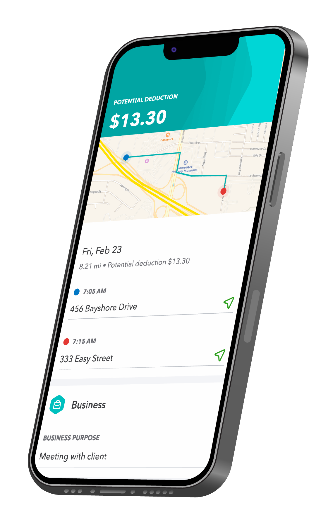 Intuit Miles app showing mileage tracking
